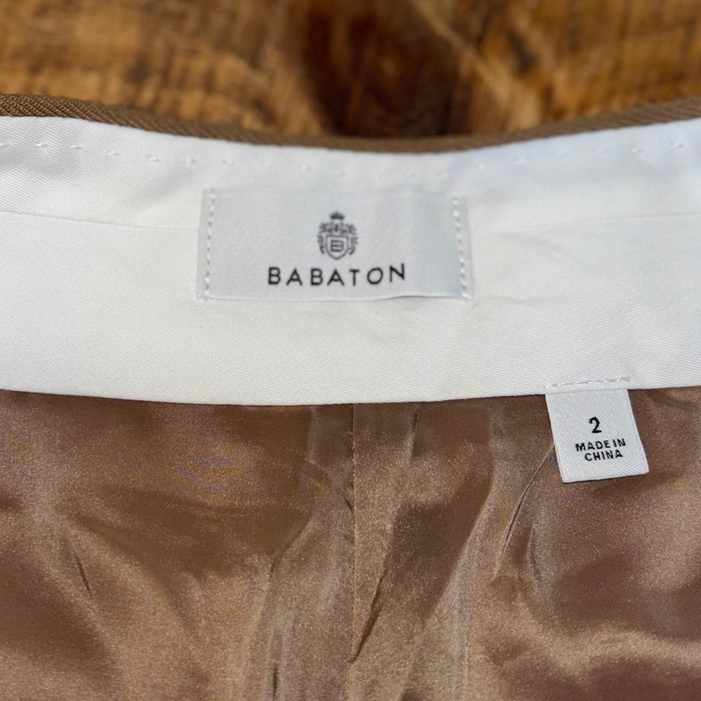 Aritzia Babaton Womens Camel Brown Overlap Wool Wide Leg Dress Pants Size 2 - Picture 6 of 15